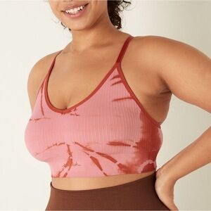 Active USA Pink and‎ Brown Tie-Dye Bralette